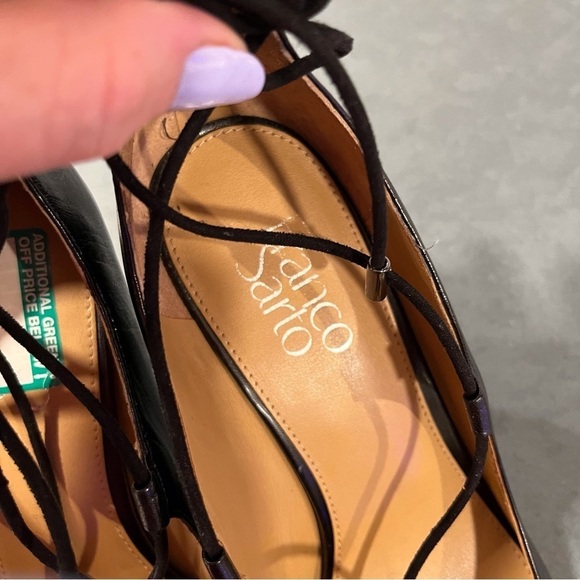 Franco Sarto sz 9.5 Arya black leather lace up pointy toe heels - Picture 15 of 16